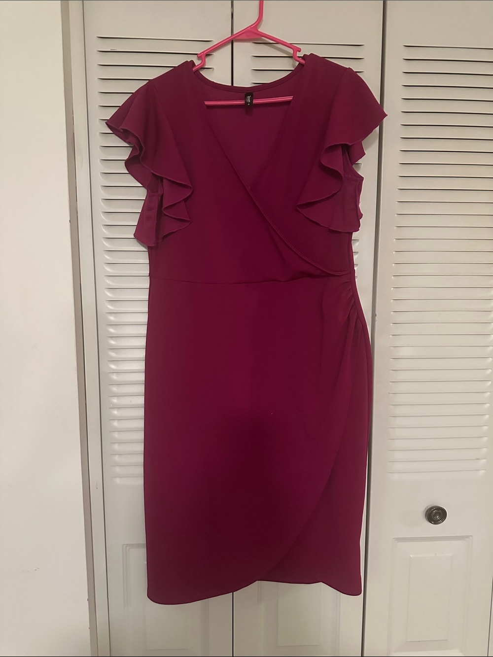 24 Seven Elegant Fuchsia Wrap-Front Women's Dress